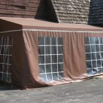 Brown Awning with Curtains