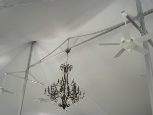 Kansas City Tension Tent (48x88), Wedding and Event Venue, Interior Fans and Lighting