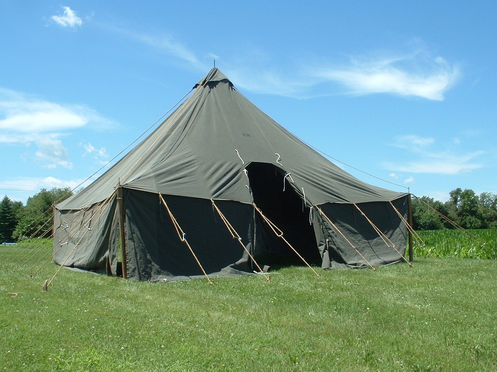Armbruster's World War II (WWII) 1934 Pyramidal Tent, (Tent, Fire-Resistant, Pyramidal, M-1934, Olive Drab, Stock No. 24-T-320)