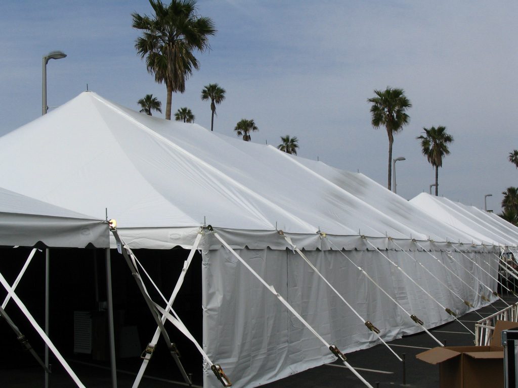 Pole Tent, Exterior, with Side Curtains