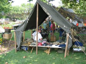 Armbruster World War II Small Wall Tent, display at Illinois State Fair WWII Encampment.
