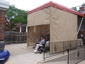 Custom cover created to protect an ADA accessible ramp and elevator system on a home in Chicago.