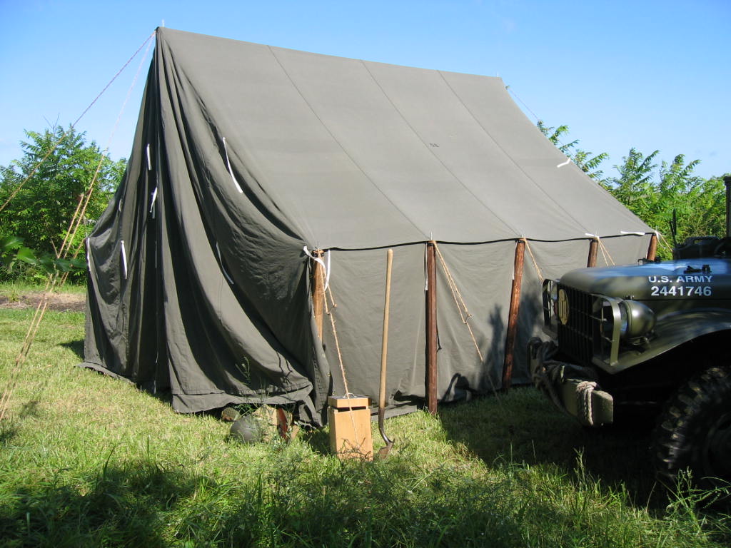 Armbruster World War II Large Wall Tent with sides down.