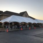 Bella Milano Celebration Frame Tent Provides Patio Dining During COVID-19. 2 tents installed for more seating.